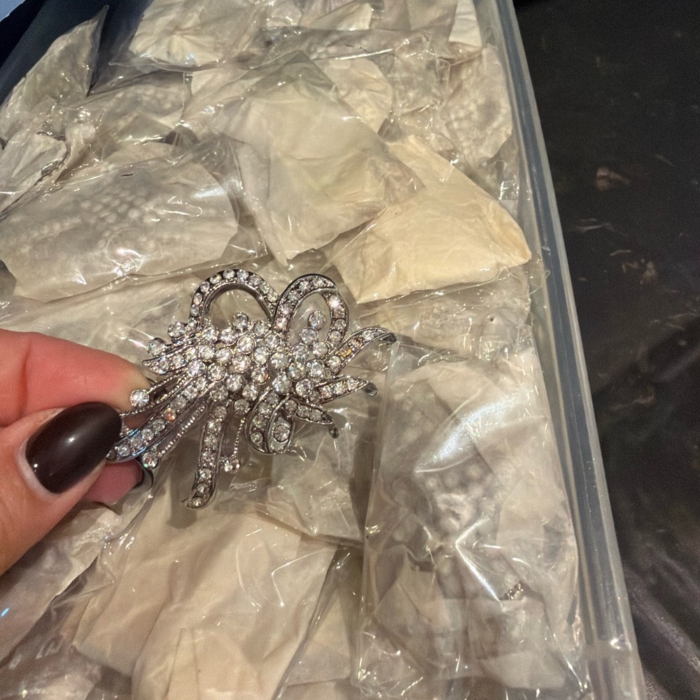 Sparkling Silver Crystal Brooch